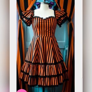 Wax Poetic Clothing Adelaide Dress in Jack O Lantern Stripes
